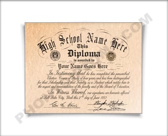 Fake High School Diploma Graduation 1950s HS 50s Dip